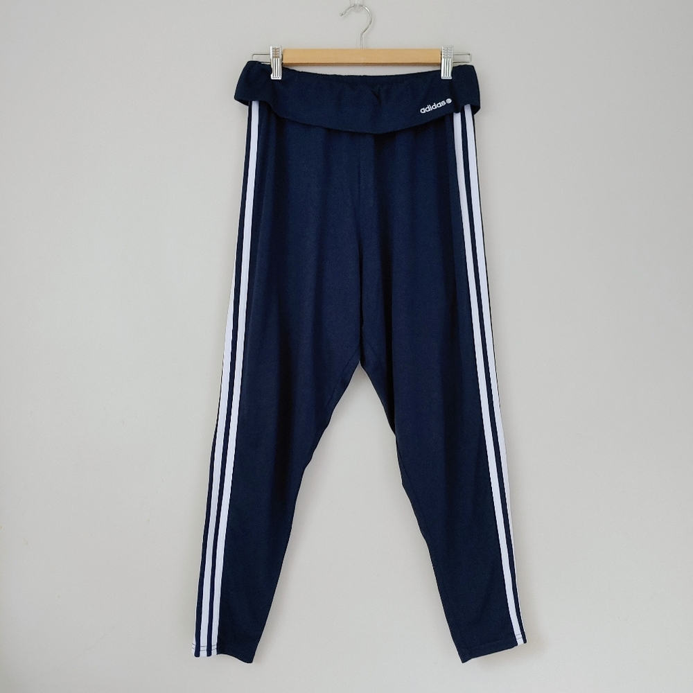 Adidas Neo Harem Cropped Pants Sweatpants Size Small Blue White Stripes